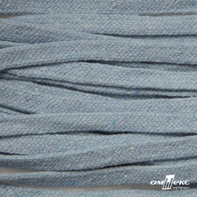 Шнур плетеный d-8 мм плоский, 70% хлопок 30% полиэстер, уп.85+/-1 м, цв.1011-св.голубой - купить в Сарапуле. Цена: 735 руб.