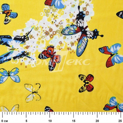 Плательная ткань "Софи" 7.2, 75 гр/м2, шир.150 см, принт бабочки - купить в Сарапуле. Цена 241.49 руб.