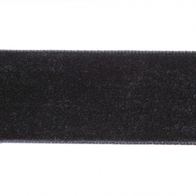 Лента бархатная нейлон, шир.25 мм, (упак. 45,7м), цв.03-черный - купить в Сарапуле. Цена: 800.84 руб.