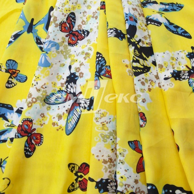 Плательная ткань "Софи" 7.2, 75 гр/м2, шир.150 см, принт бабочки - купить в Сарапуле. Цена 241.49 руб.