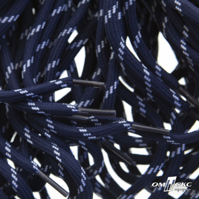 Шнурки #107-19, круглые 130 см, двухцветные цв.тём.синий/белый - купить в Сарапуле. Цена: 22.36 руб.