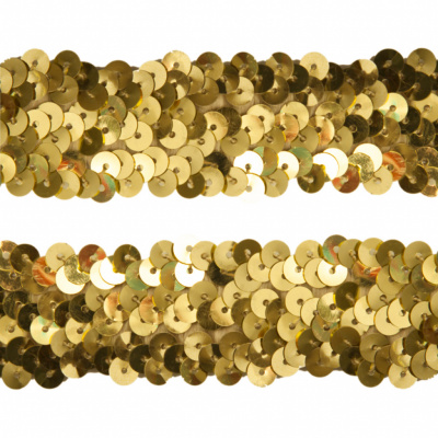 Тесьма с пайетками D16, шир. 30 мм/уп. 25+/-1 м, цвет золото - купить в Сарапуле. Цена: 1 087.39 руб.