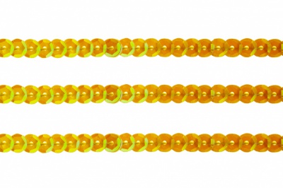 Пайетки "ОмТекс" на нитях, CREAM, 6 мм С / упак.73+/-1м, цв. 92 - золото - купить в Сарапуле. Цена: 484.77 руб.