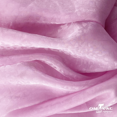 Плательная органза вытравка,100% полиэстр, шир. 150 см, #606 цв.-розовый - купить в Сарапуле. Цена 384.62 руб.