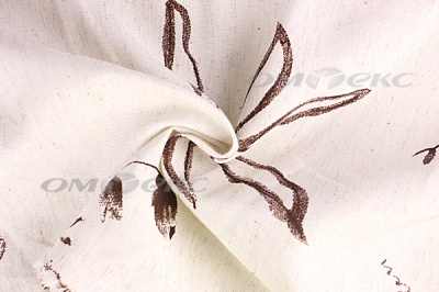 Портьерная ткань лен-печать "Розабель", С1 (молоко+венге), 280 см - купить в Сарапуле. Цена 714.32 руб.