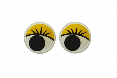 Глазки для игрушек, круглые, с бегающими зрачками, 12 мм/упак.50+/-2 шт, цв. -желтый - купить в Сарапуле. Цена: 95.04 руб.