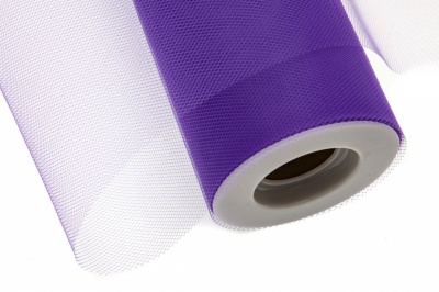 Фатин в шпульках 16-85, 10 гр/м2, шир. 15 см (в нам. 25+/-1 м), цвет фиолетовый - купить в Сарапуле. Цена: 100.69 руб.