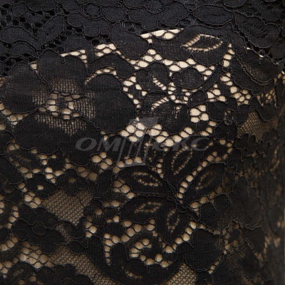 Кружевное полотно #3378, 150 гр/м2, шир.150см, цвет чёрный - купить в Сарапуле. Цена 370.97 руб.