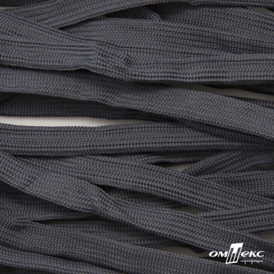 Шнур плетеный (плоский) d-12 мм, (уп.90+/-1м), 100% полиэстер, цв.273 - т.серый - купить в Сарапуле. Цена: 8.62 руб.
