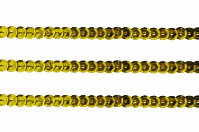 Пайетки "ОмТекс" на нитях, SILVER-BASE, 6 мм С / упак.73+/-1м, цв. А-1 - т.золото - купить в Сарапуле. Цена: 468.37 руб.