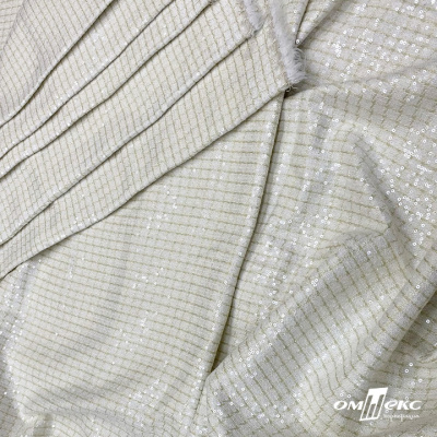 Ткань костюмная с пайетками, 100%полиэстр, 460+/-10 гр/м2, 150см #309 - цв. молочный - купить в Сарапуле. Цена 1 203.93 руб.