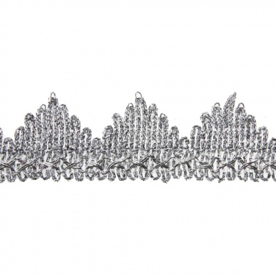 Тесьма металлизированная 0384-0240, шир. 40 мм/уп. 25+/-1 м, цвет серебро - купить в Сарапуле. Цена: 490.74 руб.