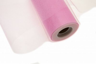 Фатин блестящий в шпульках 16-14, 12 гр/м2, шир. 15 см (в нам. 25+/-1 м), цвет розовый - купить в Сарапуле. Цена: 108.61 руб.