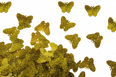 Пайетки "ОмТекс" россыпью, бабочка 23 х 18 мм/упак.50+/-2 гр, цв. SY-4605-золото - купить в Сарапуле. Цена: 138.45 руб.
