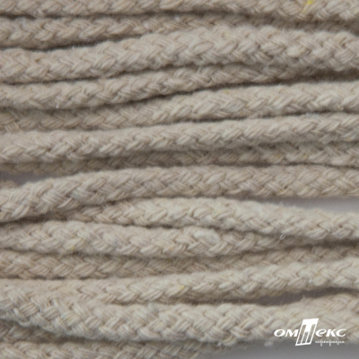 Шнур плетеный d-6 мм круглый, 70% хлопок 30% полиэстер, уп.90+/-1 м, цв.1077-лён - купить в Сарапуле. Цена: 588 руб.