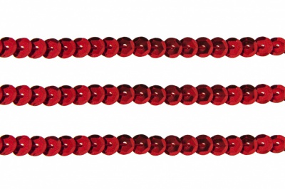 Пайетки "ОмТекс" на нитях, SILVER-BASE, 6 мм С / упак.73+/-1м, цв. 3 - красный - купить в Сарапуле. Цена: 468.37 руб.