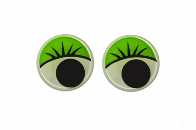 Глазки для игрушек, круглые, с бегающими зрачками, 15 мм/упак.50+/-2 шт, цв. -зеленый - купить в Сарапуле. Цена: 113.01 руб.
