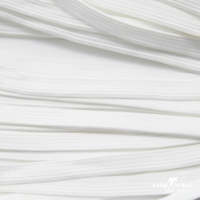 Шнур плетеный (плоский) d-12 мм, (уп.90+/-1м), 100% полиэстер, цв. - белый - купить в Сарапуле. Цена: 8.62 руб.
