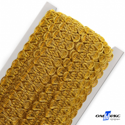 Тесьма металлизированная 0384-0777, шир. 34 мм/уп. 25+/-1 м, цвет золото - купить в Сарапуле. Цена: 586.51 руб.