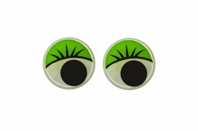 Глазки для игрушек, круглые, с бегающими зрачками, 12 мм/упак.50+/-2 шт, цв. -зеленый - купить в Сарапуле. Цена: 95.04 руб.