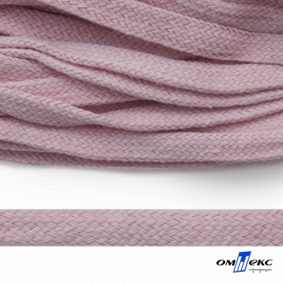 Шнур плетеный d-8 мм плоский, 70% хлопок 30% полиэстер, уп.85+/-1 м, цв.1019-св.розовый - купить в Сарапуле. Цена: 735 руб.