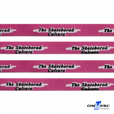 Тесьма отделочная (киперная) 10 мм, 100% хлопок,"THE SKATEBOARD CULIURE"(45 м) цв.121-26 -яр.розовый - купить в Сарапуле. Цена: 850.62 руб.