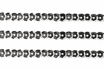 Пайетки "ОмТекс" на нитях, SILVER-BASE, 6 мм С / упак.73+/-1м, цв. 1 - серебро - купить в Сарапуле. Цена: 468.37 руб.
