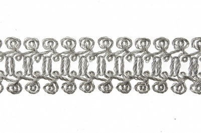Тесьма металлизированная 7866, шир. 25 мм/уп. 13,7+/-1 м, цвет серебро - купить в Сарапуле. Цена: 1 293.60 руб.