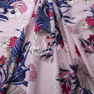 Плательная ткань "Фламенко" 18.1, 80 гр/м2, шир.150 см, принт растительный - купить в Сарапуле. Цена 239.03 руб.
