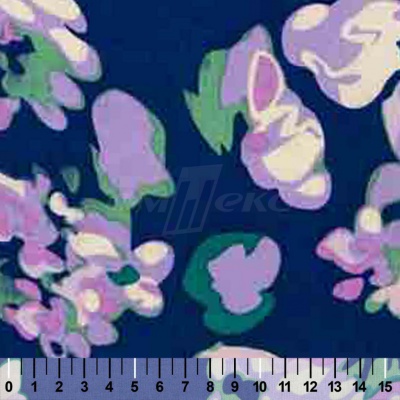 Штапель принт (100% вискоза) D4,C3, 110 гр/м2, шир.140см, принт цветы/василёк - купить в Сарапуле. Цена 343 руб.