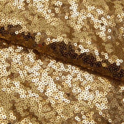 Сетка с пайетками №3, 188 гр/м2, шир.140см, цвет золотой - купить в Сарапуле. Цена 458.76 руб.