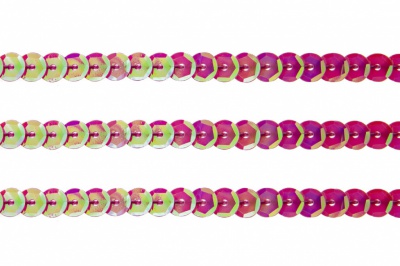 Пайетки "ОмТекс" на нитях, CREAM, 6 мм С / упак.73+/-1м, цв. 89 - розовый - купить в Сарапуле. Цена: 468.37 руб.