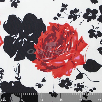 Плательная ткань "Фламенко" 22.1, 80 гр/м2, шир.150 см, принт растительный - купить в Сарапуле. Цена 239.03 руб.