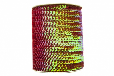 Пайетки "ОмТекс" на нитях, CREAM, 6 мм С / упак.73+/-1м, цв. 96 - красный - купить в Сарапуле. Цена: 484.77 руб.
