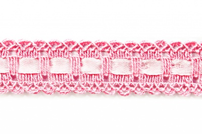 Тесьма кружевная 0621-1605, шир. 25 мм/уп. 20+/-1 м, цвет 096-розовый - купить в Сарапуле. Цена: 400.25 руб.